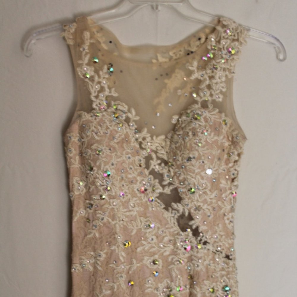 Blush and Embroidered Prom Dress